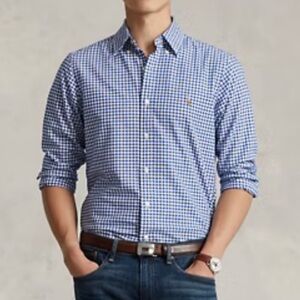 Ralph Lauren Blue Gingham Cotton Oxford Shirt – Collegiatecore Preppy, Men’s S